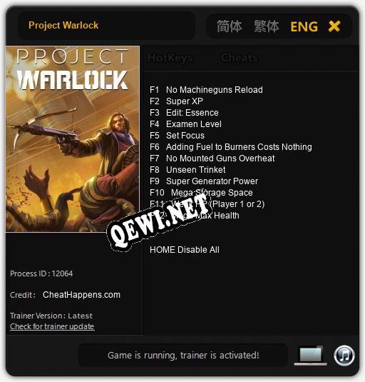 Project Warlock: Трейнер +12 [v1.1]