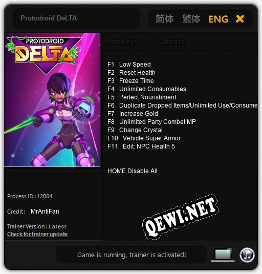 Трейнер для Protodroid DeLTA [v1.0.2]