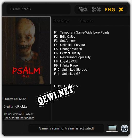 Psalm 5:9-13: ТРЕЙНЕР И ЧИТЫ (V1.0.6)
