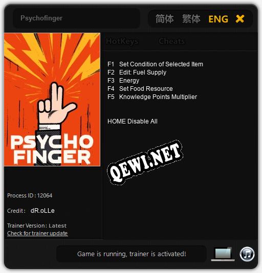 Трейнер для Psychofinger [v1.0.1]