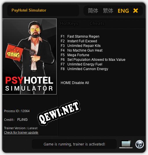 Трейнер для PsyHotel Simulator [v1.0.1]