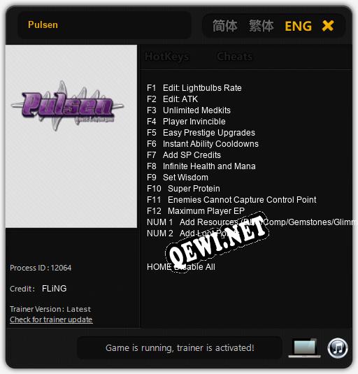 Трейнер для Pulsen [v1.0.1]