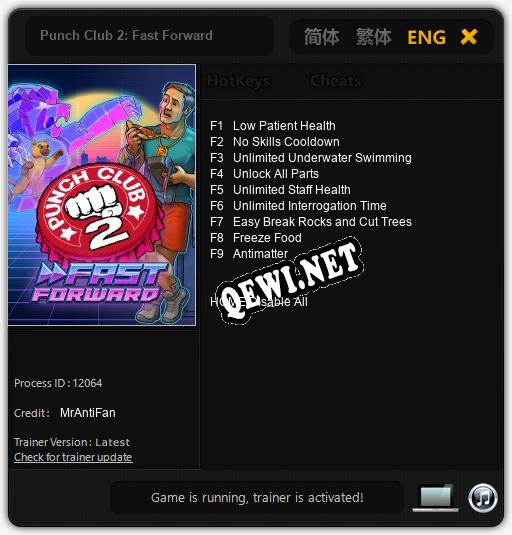 Punch Club 2: Fast Forward: ТРЕЙНЕР И ЧИТЫ (V1.0.98)