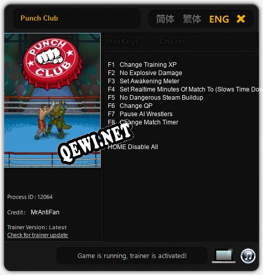 Punch Club: Трейнер +8 [v1.7]