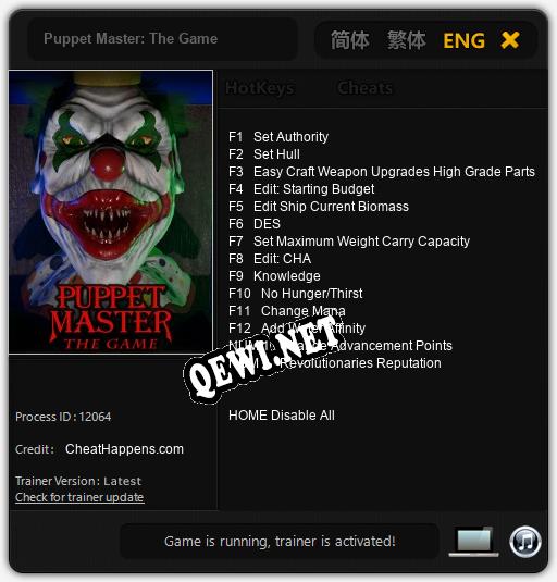 Puppet Master: The Game: Читы, Трейнер +14 [CheatHappens.com]