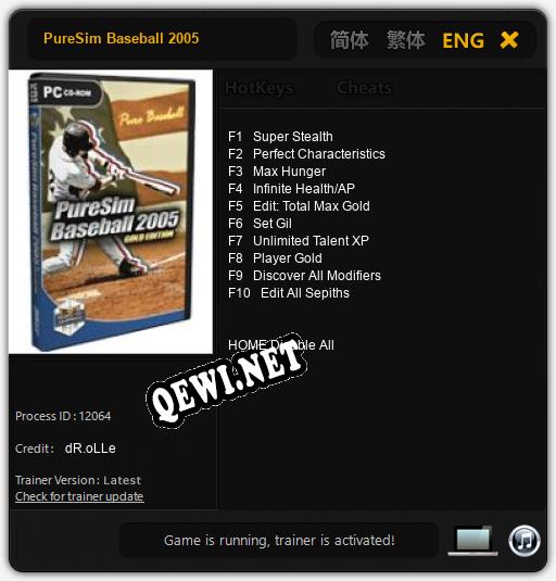 PureSim Baseball 2005: Трейнер +10 [v1.4]
