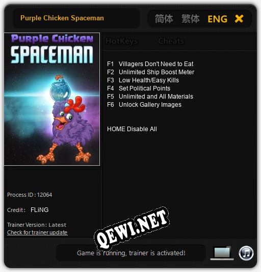 Трейнер для Purple Chicken Spaceman [v1.0.8]