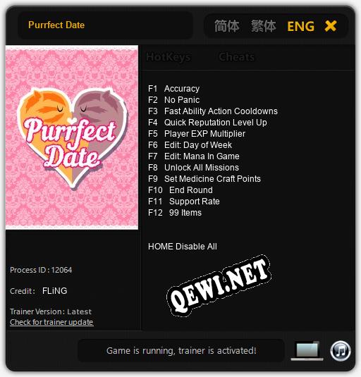 Трейнер для Purrfect Date [v1.0.6]