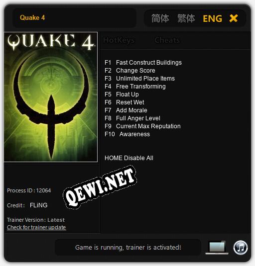 Quake 4: Читы, Трейнер +10 [FLiNG]