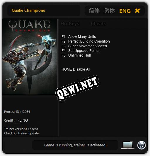 Quake Champions: ТРЕЙНЕР И ЧИТЫ (V1.0.35)