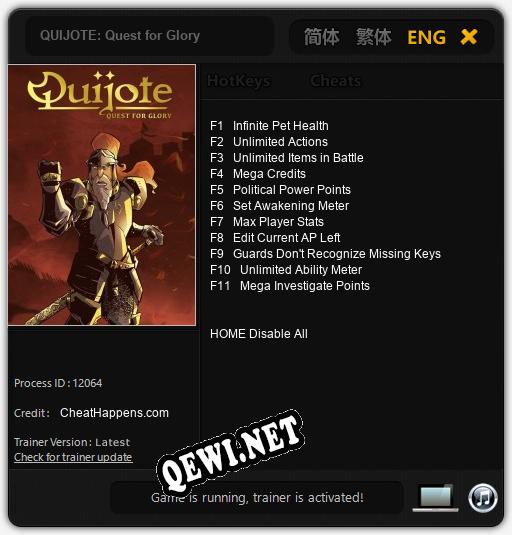 Трейнер для QUIJOTE: Quest for Glory [v1.0.5]