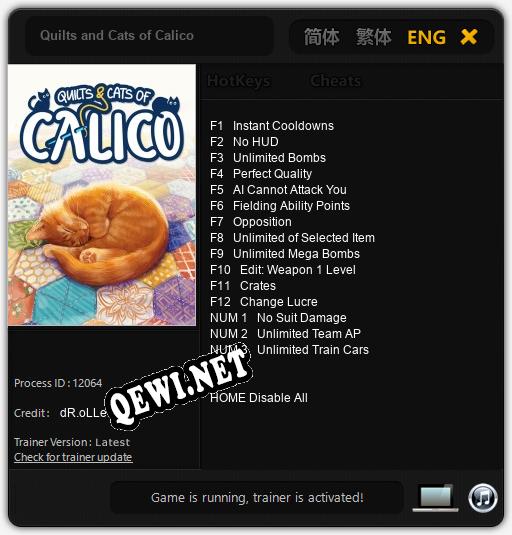 Трейнер для Quilts and Cats of Calico [v1.0.2]