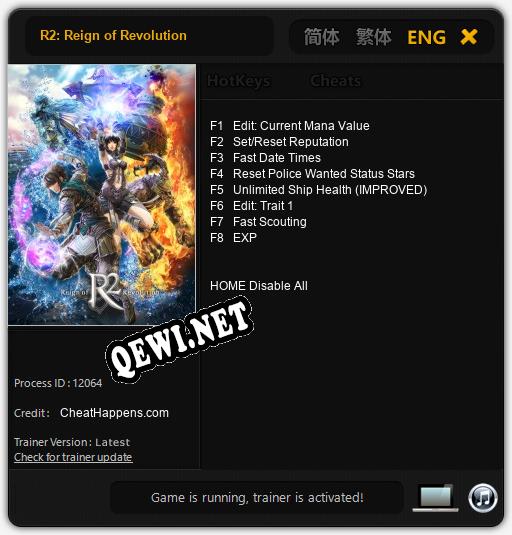 R2: Reign of Revolution: Читы, Трейнер +8 [CheatHappens.com]