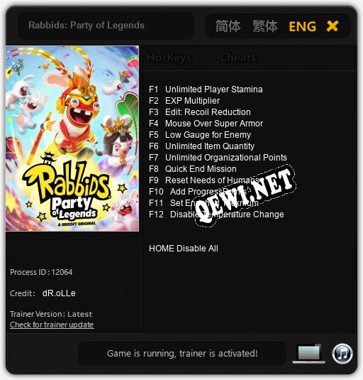 Rabbids: Party of Legends: ТРЕЙНЕР И ЧИТЫ (V1.0.97)