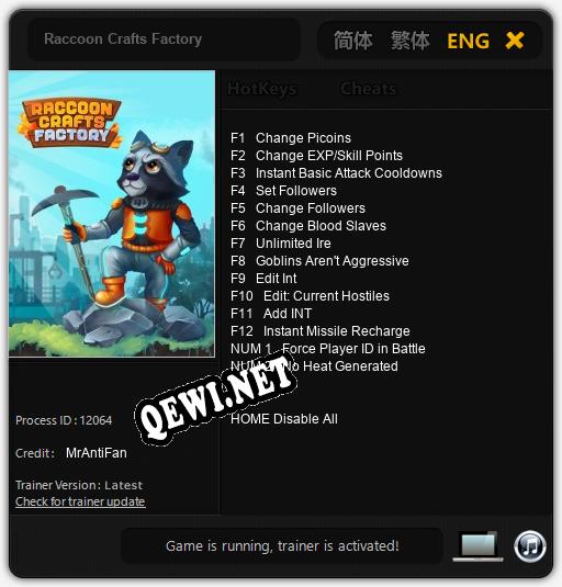 Raccoon Crafts Factory: ТРЕЙНЕР И ЧИТЫ (V1.0.42)