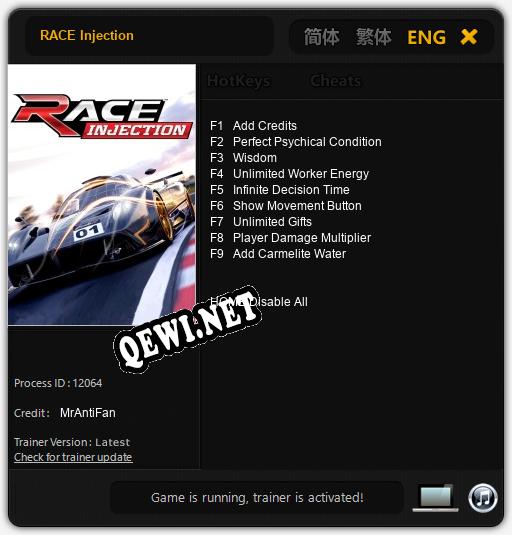 Трейнер для RACE Injection [v1.0.3]