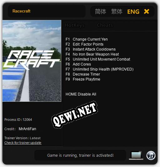 Racecraft: ТРЕЙНЕР И ЧИТЫ (V1.0.9)