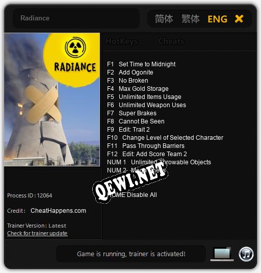 Radiance: Трейнер +14 [v1.5]