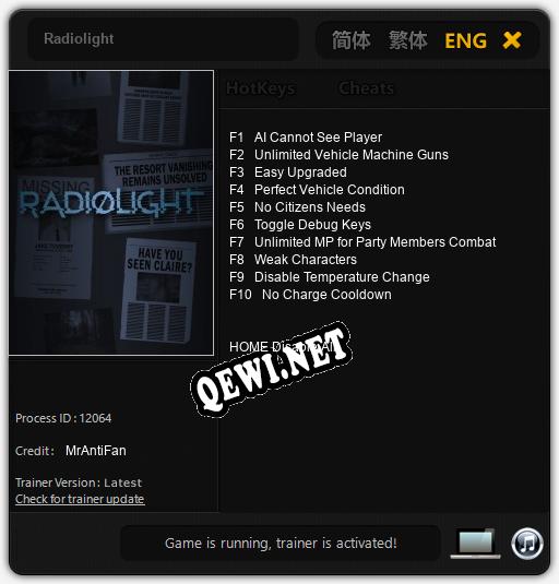 Radiolight: Трейнер +10 [v1.1]