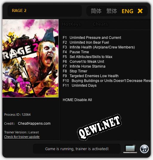 RAGE 2: Трейнер +11 [v1.8]