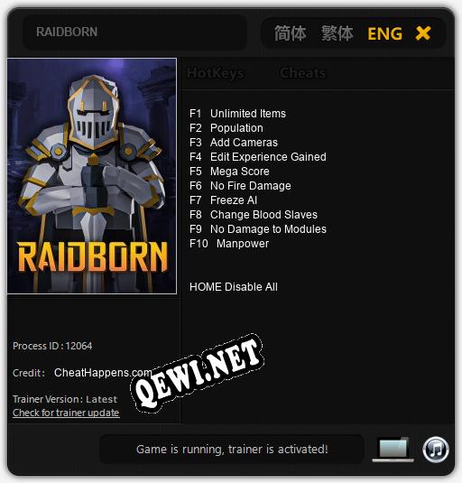 Трейнер для RAIDBORN [v1.0.5]