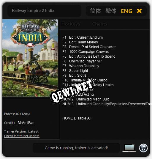 Railway Empire 2 India: Трейнер +15 [v1.5]