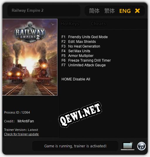 Трейнер для Railway Empire 2 [v1.0.2]