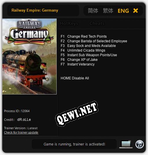 Трейнер для Railway Empire: Germany [v1.0.2]