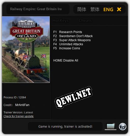 Трейнер для Railway Empire: Great Britain Ireland [v1.0.1]