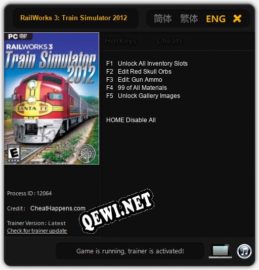 Трейнер для RailWorks 3: Train Simulator 2012 [v1.0.9]