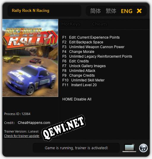 Трейнер для Rally Rock N Racing [v1.0.6]