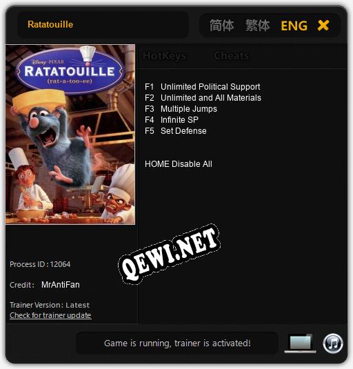 Трейнер для Ratatouille [v1.0.4]