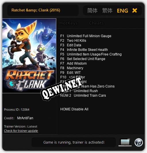 Ratchet & Clank (2016): Читы, Трейнер +14 [MrAntiFan]