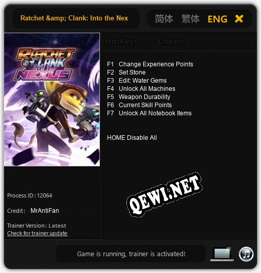 Ratchet & Clank: Into the Nexus: ТРЕЙНЕР И ЧИТЫ (V1.0.13)