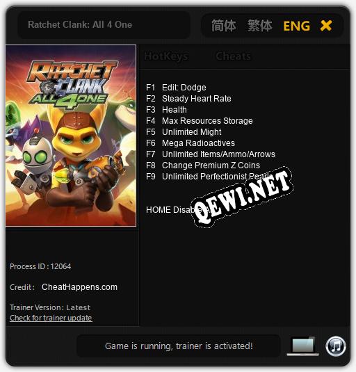 Ratchet Clank: All 4 One: Читы, Трейнер +9 [CheatHappens.com]