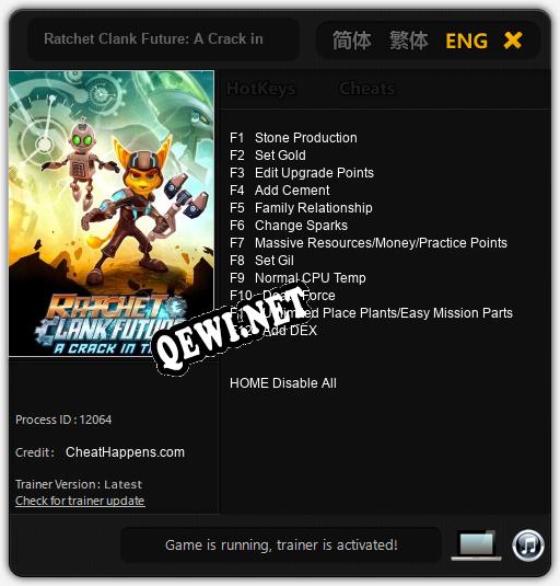 Трейнер для Ratchet Clank Future: A Crack in Time [v1.0.5]
