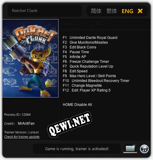 Ratchet Clank: Читы, Трейнер +12 [MrAntiFan]