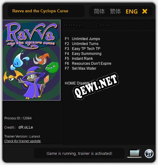 Трейнер для Ravva and the Cyclops Curse [v1.0.9]