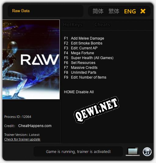 Raw Data: Читы, Трейнер +9 [CheatHappens.com]