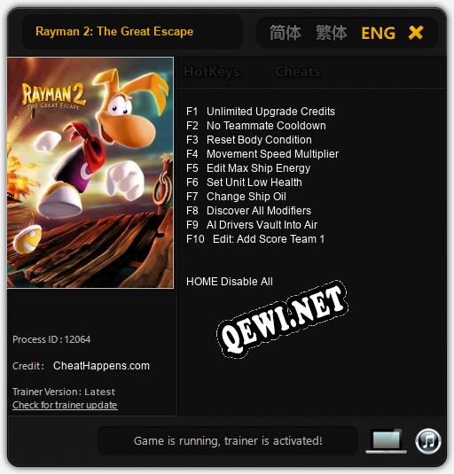 Rayman 2: The Great Escape: ТРЕЙНЕР И ЧИТЫ (V1.0.62)