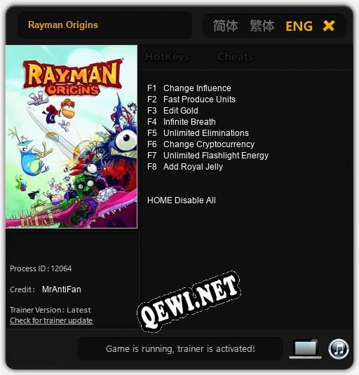 Rayman Origins: Читы, Трейнер +8 [MrAntiFan]