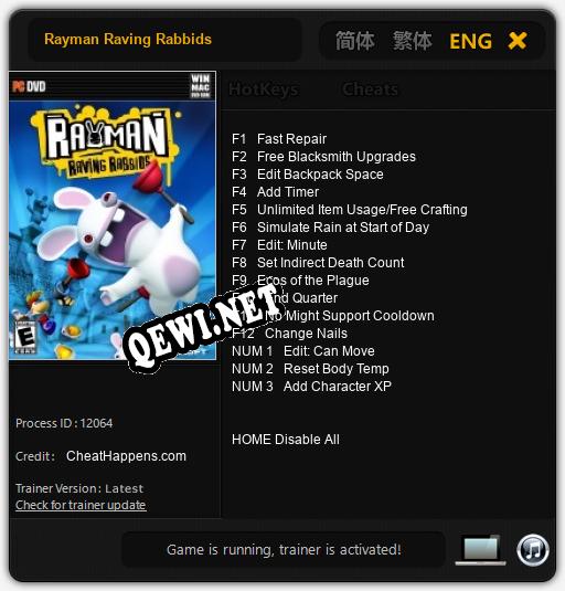 Rayman Raving Rabbids: Читы, Трейнер +15 [CheatHappens.com]