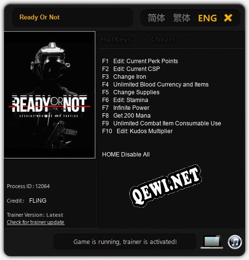 Трейнер для Ready Or Not [v1.0.3]