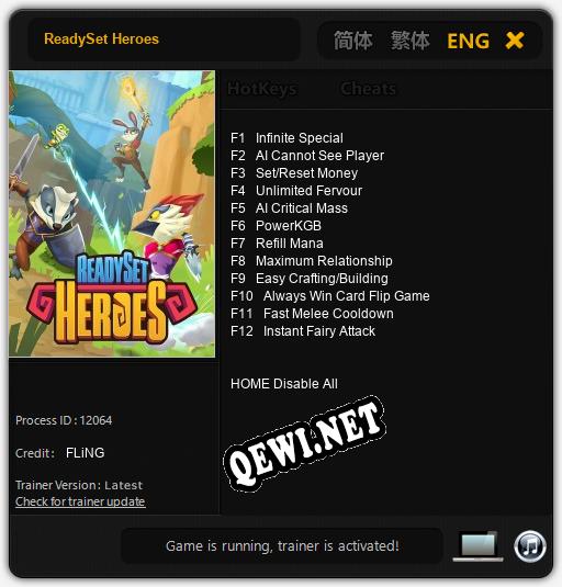 Трейнер для ReadySet Heroes [v1.0.5]
