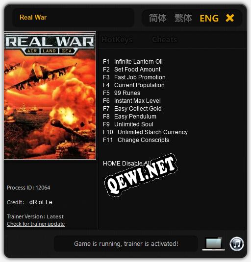 Real War: Трейнер +11 [v1.8]