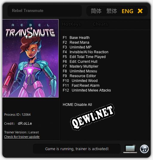 Rebel Transmute: ТРЕЙНЕР И ЧИТЫ (V1.0.51)
