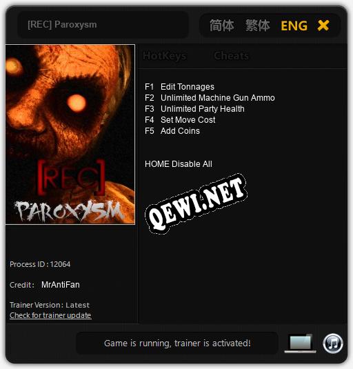 [REC] Paroxysm: Трейнер +5 [v1.3]