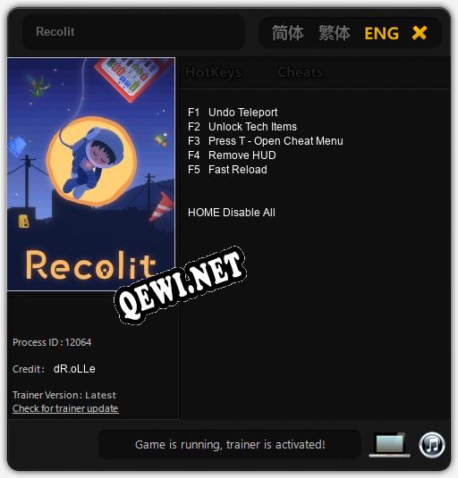 Трейнер для Recolit [v1.0.4]