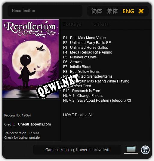 Трейнер для Recollection [v1.0.1]