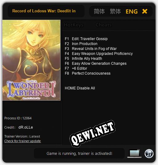 Record of Lodoss War: Deedlit in Wonder Labyrinth: Читы, Трейнер +8 [dR.oLLe]